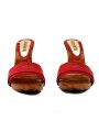 RED LEATHER CLOGS HEEL 12