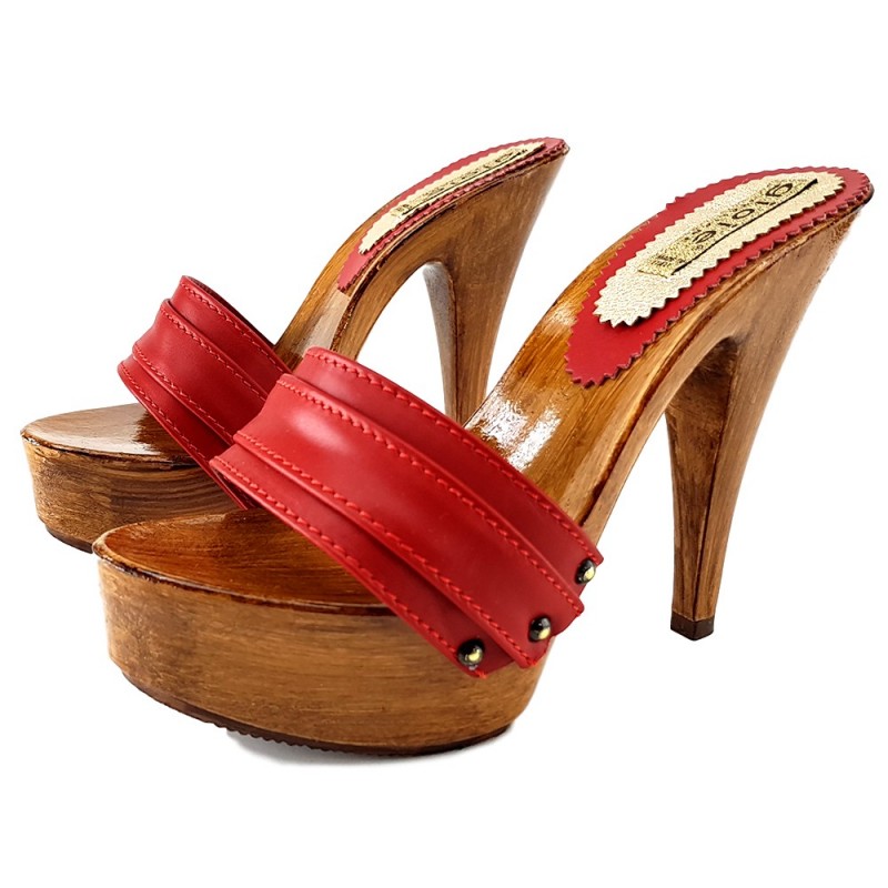 RED LEATHER CLOGS MADE IN ITALY