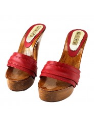 RED LEATHER CLOGS MADE IN ITALY