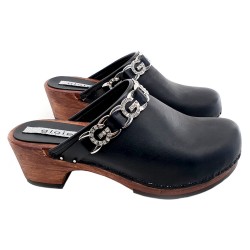 BLACK SWEDISH CLOGS WITH ACCESSORIES