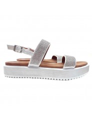 SILVER SANDALS WITH PASTE