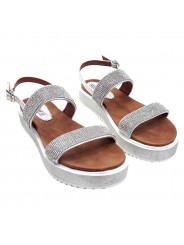 SILVER SANDALS WITH PASTE