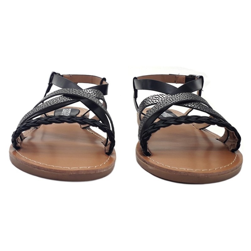 BLACK SANDALS WITH ANKLE STRAP