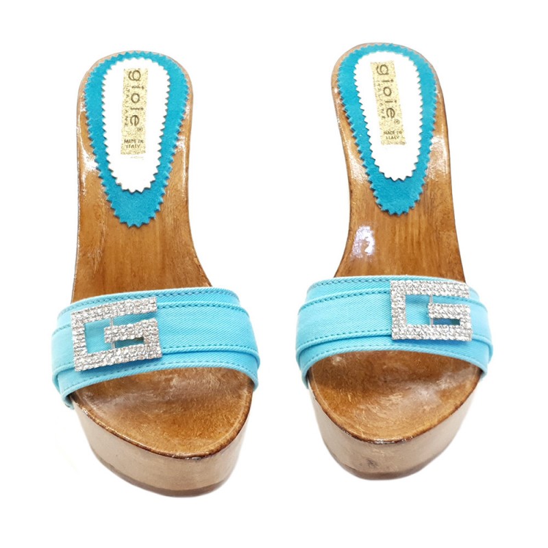 CLOGS TURQUOISE WITH JEWEL ACCESSORY