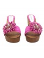 CLOGS FUCSIA WITH COMFY HEEL AND FLOWER