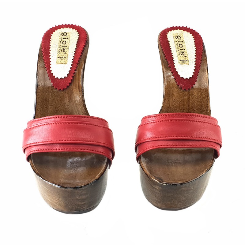 RED LEATHER CLOGS MADE IN ITALY MOKA