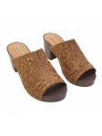 CAMEL CLOGS IN LACE HEEL 6