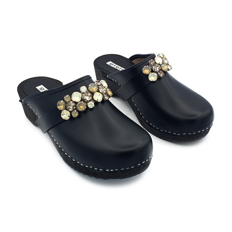 LEATHER SWEDISH CLOGS WITH ACCESSORY HEEL 5