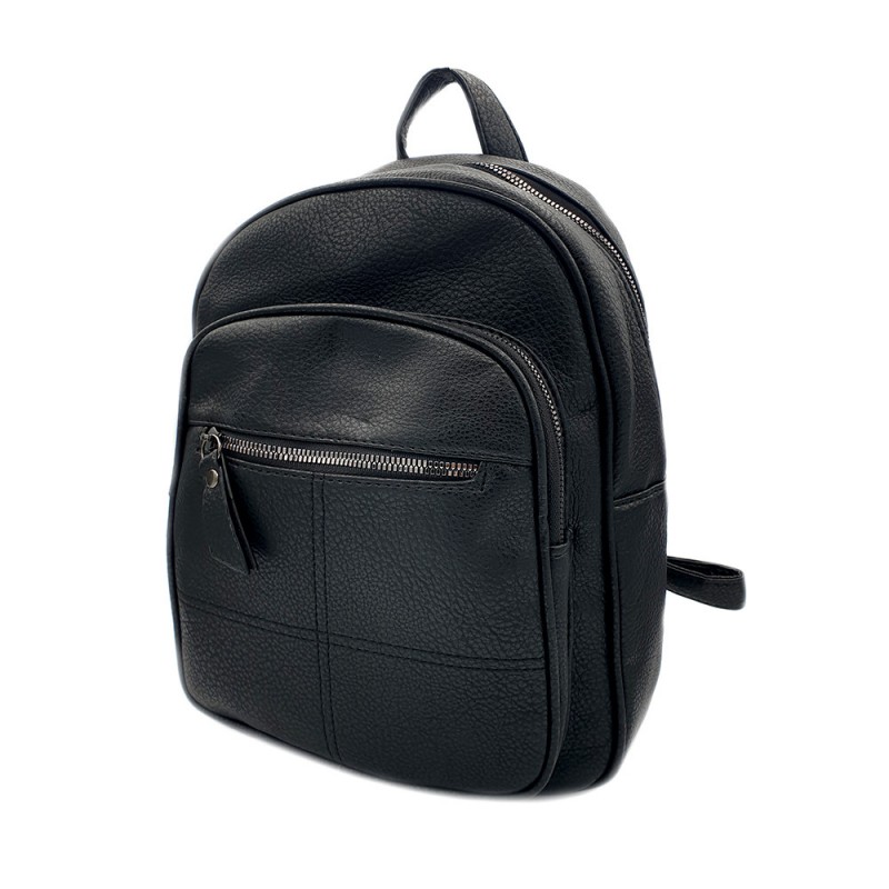 SYNTHETIC LEATHER BACKPACK BLACK UNISEX