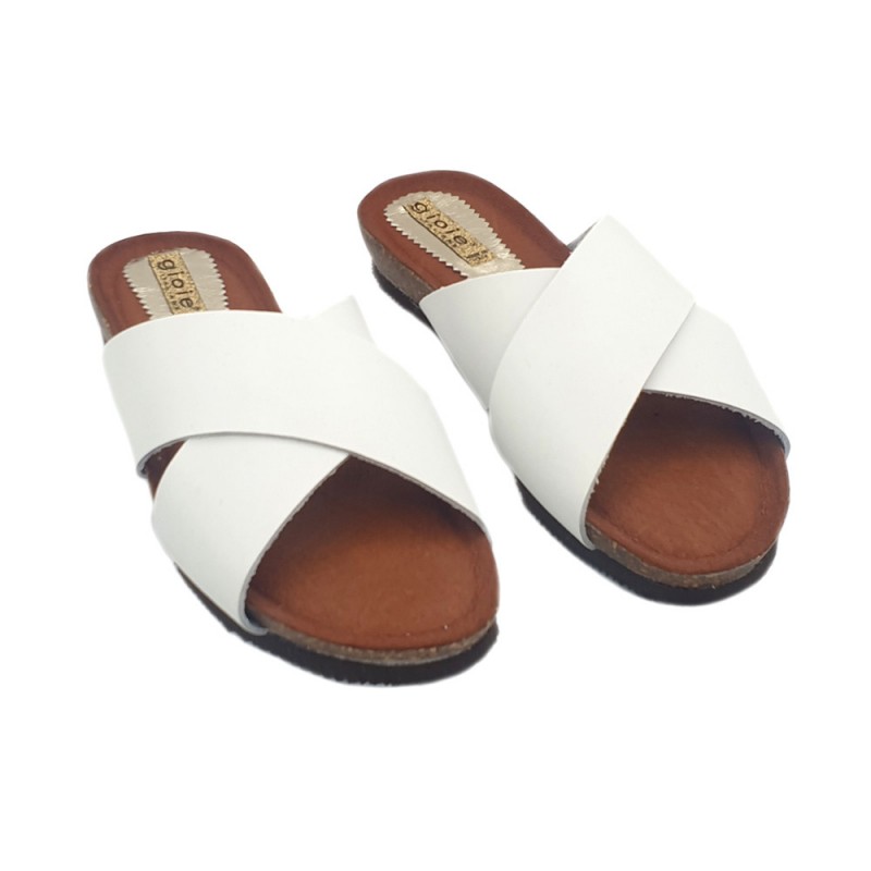 FLAT WHITE CLOGS IN LEATHER