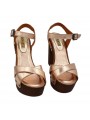 SANDALS IN BRONZE LEATHER WITH ANKLE STRAP