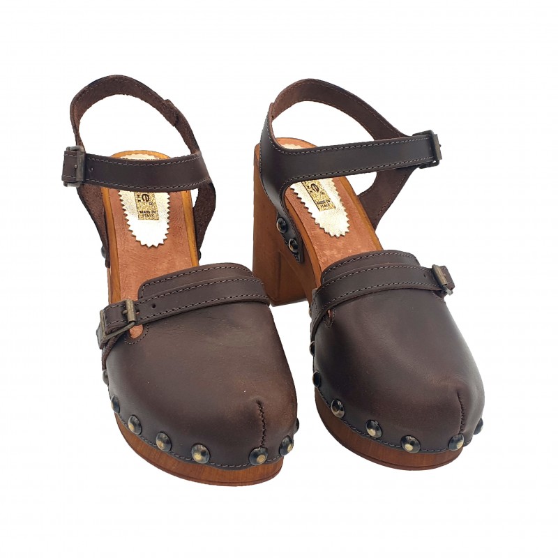 DUTCH LEATHER CLOGS WITH STRAP