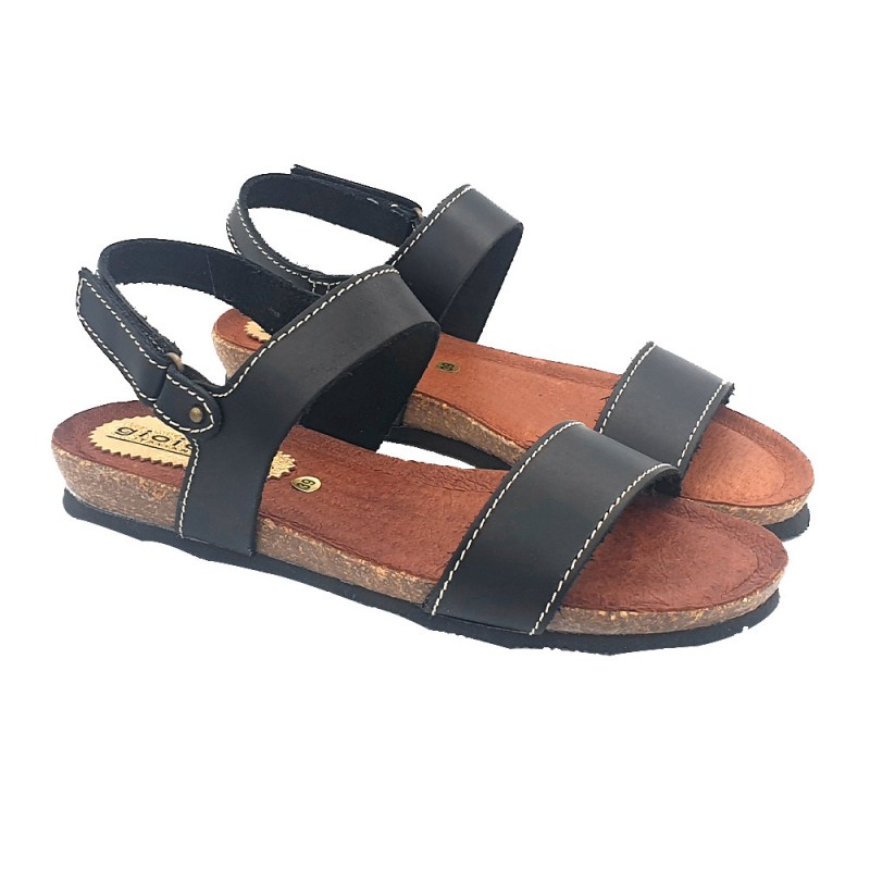 LOW BLACK WOMAN SANDALS WITH LEATHER BAND