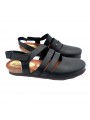 BLACK FLAT SANDALS WITH LEATHER BANDS