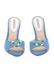 DENIM CLOGS WITH STRASS FLOWER ACCESSORY