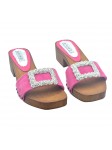 CLOGS IN FUCHSIA SUEDE WITH JEWEL