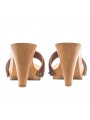 CLOGS WITH DOUBLE BAND IN BROWN LEATHER AND HIGH HEEL