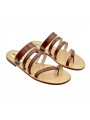 FLAT THONG SANDALS WITH BROWN LEATHER BANDS