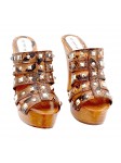 CLOGS WITH PYTHONED "EFFECT" BROWN BANDS AND STUDS