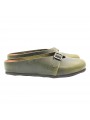 OLIVE GREEN LOW SABOT IN LEATHER WITH BUCKLE