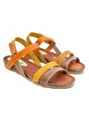 TWO-TONE FLAT SANDALS WITH STRAP AND HEEL 2