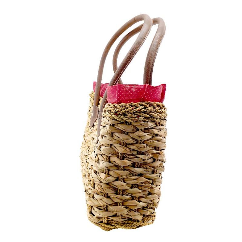 WICKER BAG WITH RED POLKA DOT LACE