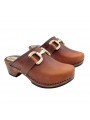 COMFORTABLE BROWN SWEDISH CLOGS WITH ACCESSORY