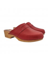 RED WOODEN CLOGS WITH COMFORTABLE HEEL - FROM 41 TO 46