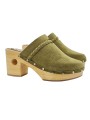 SABOT WITH HEEL IN GREEN SUEDE