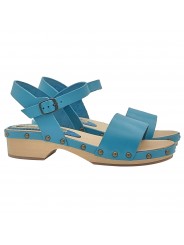 COMFORTABLE WOODEN SANDALS WITH TURQUOISE BAND