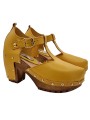 YELLOW WOODEN CLOGS WITH CLOSED TOES