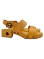 YELLOW LEATHER SANDALS WITH COMFORTABLE HEEL