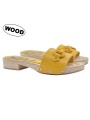 COMFORTABLE YELLOW WOODEN CLOGS WITH ACCESSORY