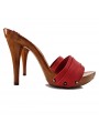 RED LEATHER CLOGS HEEL 12